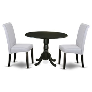 Pemberly Row 3-Piece Drop Leaf Dining Set with Black/Grayish Blue Finish