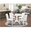 Pemberly Row 5-Piece Wooden Dining Set with Leather Seats in White