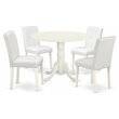 Pemberly Row 5-Piece Wooden Dining Set with Leather Seats in White