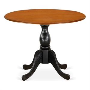 Pemberly Row Round Dining Table with Cherry Top and Black Pedestal Base