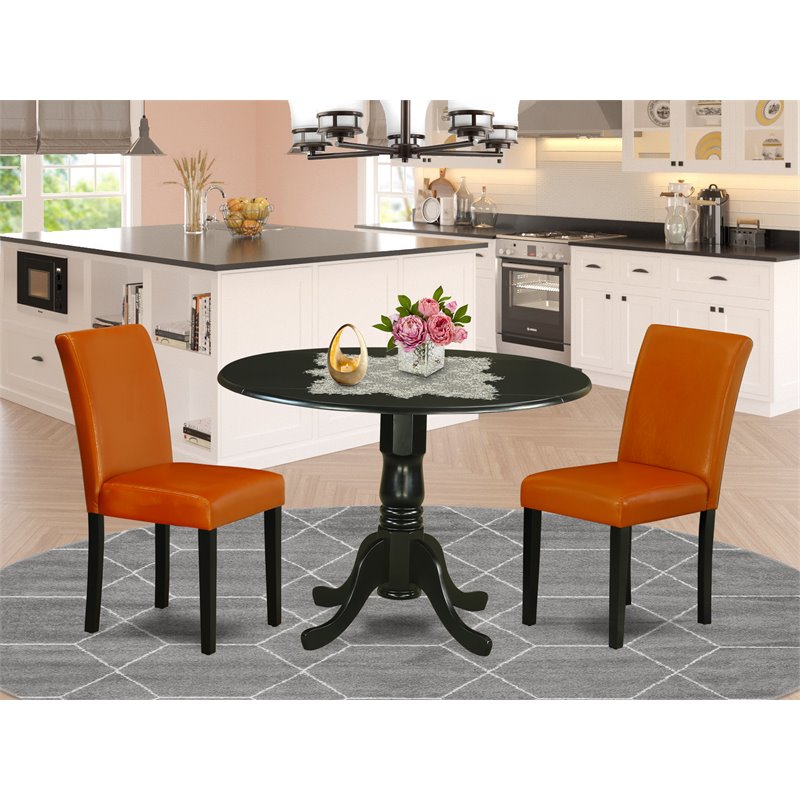Pemberly Row 3-Piece Wood Dining Set in Black and Baked Bean Finish