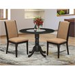 Pemberly Row 3-Piece Round Dining Set in Wirebrushed Black & Light Sable