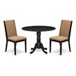 Pemberly Row 3-Piece Round Dining Set in Wirebrushed Black & Light Sable