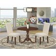 Pemberly Row 3-Piece Wood Dining Set w/ Drop Leaves in Mahogany/Cream