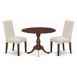 Pemberly Row 3-Piece Wood Dining Set w/ Drop Leaves in Mahogany/Cream