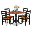 Pemberly Row 5-Piece Wood Dining Set in Black/Cherry w/ Pedestal Table