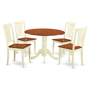 Pemberly Row 5-Piece Dining Set with Cherry Finish Drop-Leaf Table