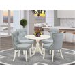 Pemberly Row 5-Piece Wood Dining Set in Linen White and Baby Blue