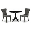 Pemberly Row 3-Piece Wood Dining Set in Black with Dark Gotham Gray