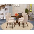 Pemberly Row 5-Piece Wooden Dining Set in Antique Walnut and Light Tan
