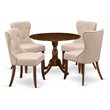 Pemberly Row 5-Piece Wooden Dining Set in Antique Walnut and Light Tan