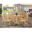 Pemberly Row 5-Piece Round Pedestal Wood Dining Set in Oak Finish