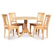 Pemberly Row 5-Piece Round Pedestal Wood Dining Set in Oak Finish