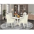 Pemberly Row 5-Piece Wood Dining Set with Linen Seats in White Finish
