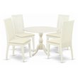 Pemberly Row 5-Piece Wood Dining Set with Linen Seats in White Finish