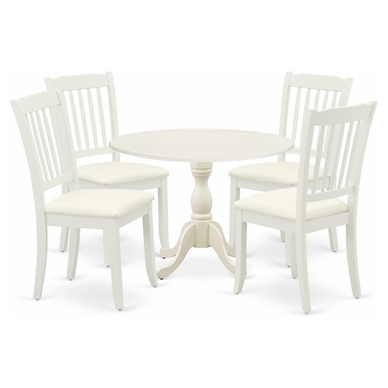 Pemberly Row 5-Piece Round Dining Room Table Set with Linen White Finish