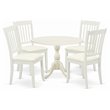 Pemberly Row 5-Piece Round Dining Room Table Set with Linen White Finish