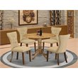Pemberly Row 5-Piece Wood Dining Set in Natural Finish with Brown Accents