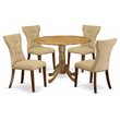 Pemberly Row 5-Piece Wood Dining Set in Natural Finish with Brown Accents