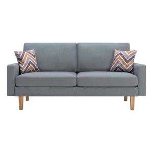 Pemberly Row Gala 70&quot Sofa with Throw Pillows in Light Gray Linen