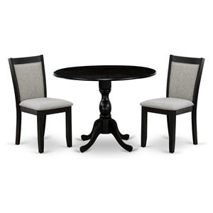 Pemberly Row 3-Piece Round Pedestal Dining Set in Wire Brushed Black Finish