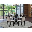 Pemberly Row 5-Piece Wooden Dining Set in Wire Brushed Black Finish