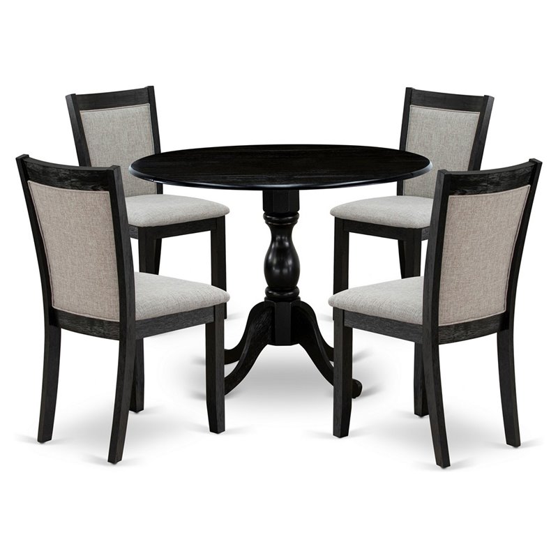 Pemberly Row 5-Piece Wooden Dining Set in Wire Brushed Black Finish
