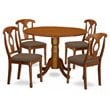 Pemberly Row 5-Piece Saddle Brown Dining Set with Drop Leaf Table