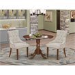 Pemberly Row 3-Pc Wood Dining Set in Mahogany and Doeskin Upholstery