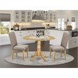Pemberly Row 3-Piece Oak Dining Set with Dark Khaki Upholstered Chairs