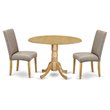 Pemberly Row 3-Piece Oak Dining Set with Dark Khaki Upholstered Chairs