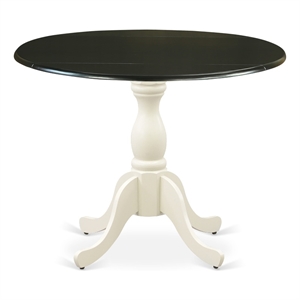 Pemberly Row Round Kitchen Table with Black Top and Linen White Pedestal