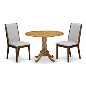 Pemberly Row 3-Piece Round Wood Dining Set with 2 Fabric Chairs
