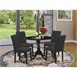 Pemberly Row 5-Piece Wood Dining Set in Wire Brush Black Upholstery