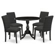 Pemberly Row 5-Piece Wood Dining Set in Wire Brush Black Upholstery
