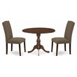Pemberly Row 3-Piece Wood Dining Set in Mahogany and Dark Coffee