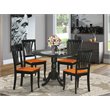 Pemberly Row 5-Piece Dinette Set in Black/Cherry Finish with Wood Seats