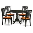 Pemberly Row 5-Piece Dinette Set in Black/Cherry Finish with Wood Seats