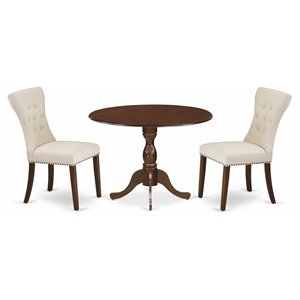 Pemberly Row 3-Piece Wood Dining Set in Mahogany and Light Tan