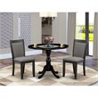 Pemberly Row 3-Piece Dining Set in Wire Brushed Black Rubberwood