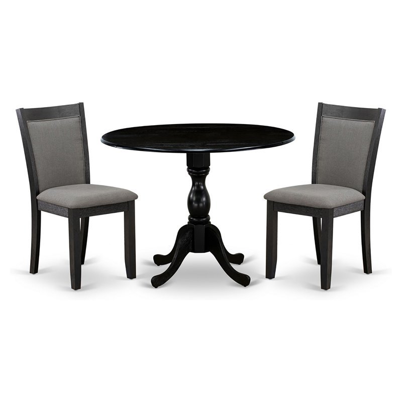 Pemberly Row 3-Piece Dining Set in Wire Brushed Black Rubberwood