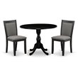 Pemberly Row 3-Piece Dining Set in Wire Brushed Black Rubberwood