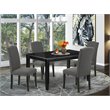 Pemberly Row 5-Piece Wood Dining Set in Black and Gotham Gray Linen