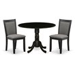 Pemberly Row 3-Piece Wooden Dining Set in Dark Gotham Gray & Black