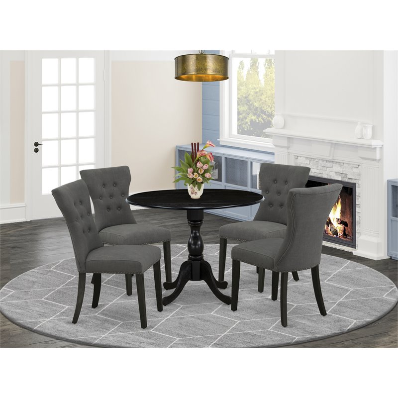 Pemberly Row 5-Piece Wood Dining Set in Dark Gotham Gray & Black