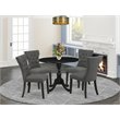 Pemberly Row 5-Piece Wood Dining Set in Dark Gotham Gray & Black