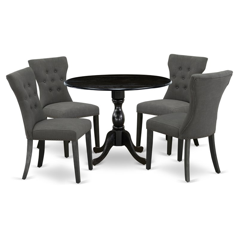 Pemberly Row 5-Piece Wood Dining Set in Dark Gotham Gray & Black