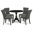 Pemberly Row 5-Piece Wood Dining Set in Dark Gotham Gray & Black