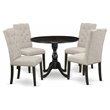 Pemberly Row 5-Piece Wood Dining Set with Upholstered Seats in Black