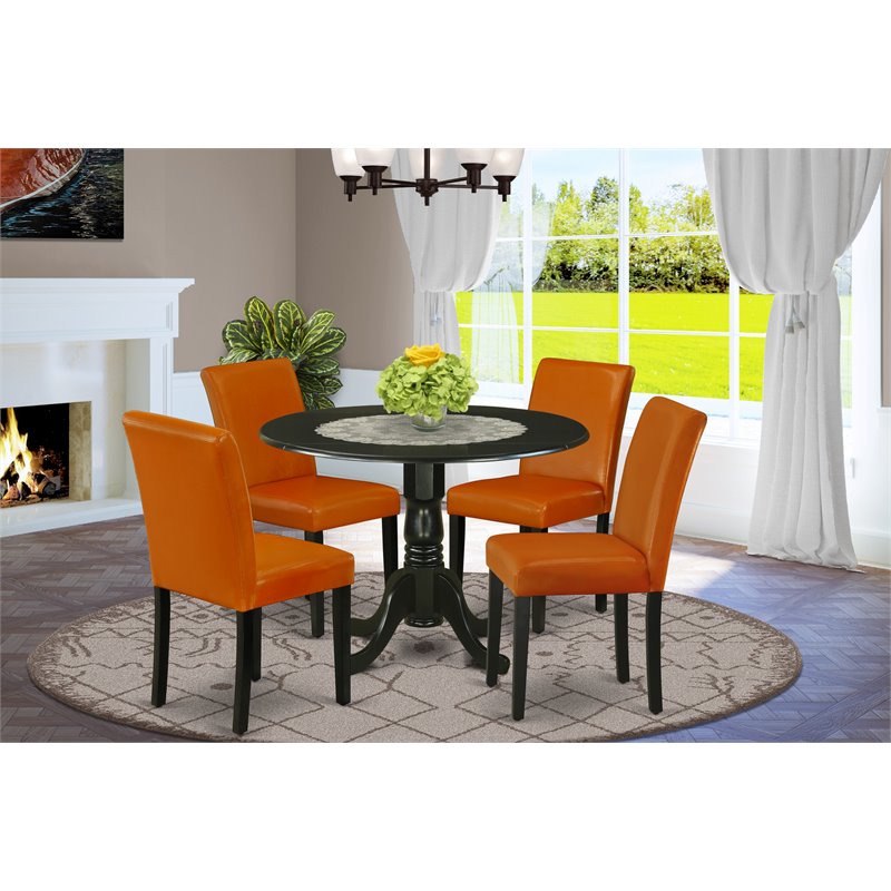 Pemberly Row 5-Piece Wood Dining Set in Black and Baked Bean Finish